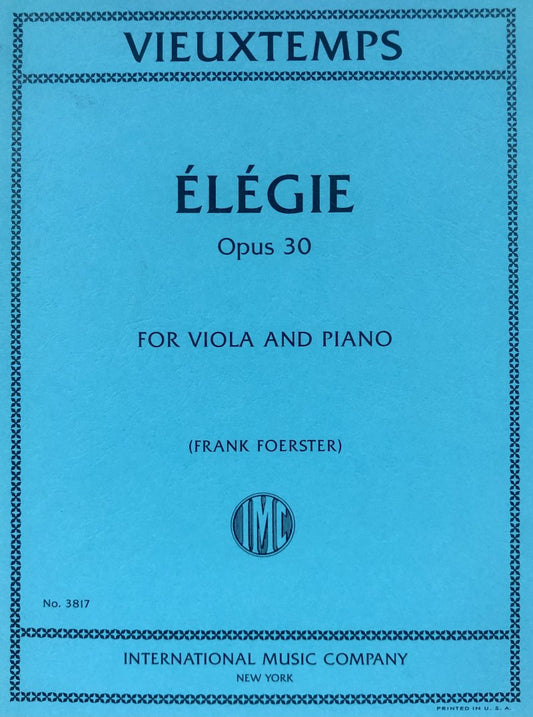 Vieuxtemps - Elegie Op. 30 for Viola and Piano, International Music Company, 1 Page