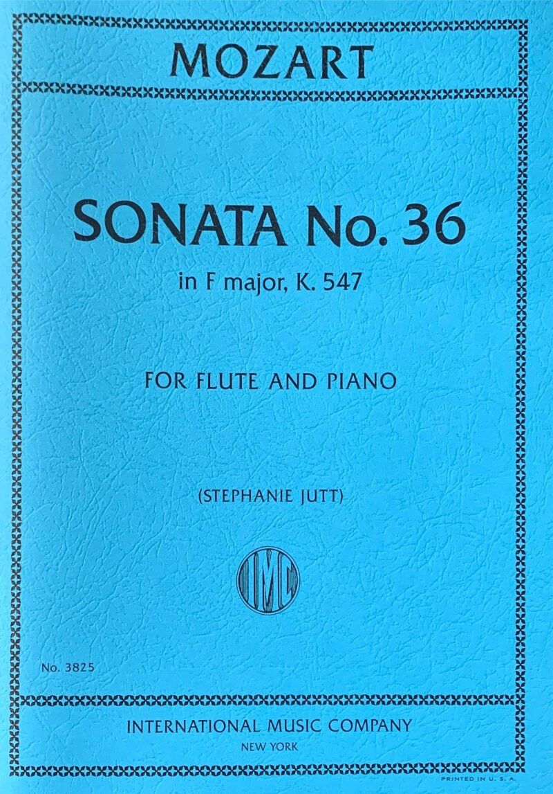 Mozart Sonata No. 36 in F Major K 547 for Flute and Piano, arranged by Stephanie Jutt