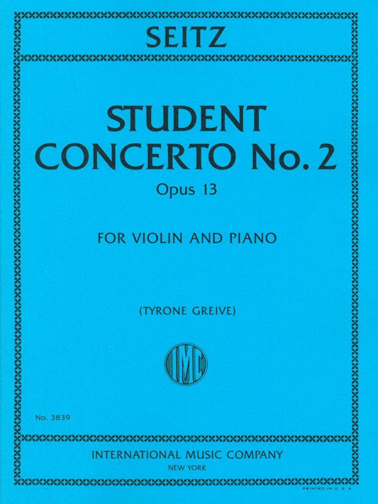 Seitz Student Concerto No 2 Op 13 for Violin and Piano