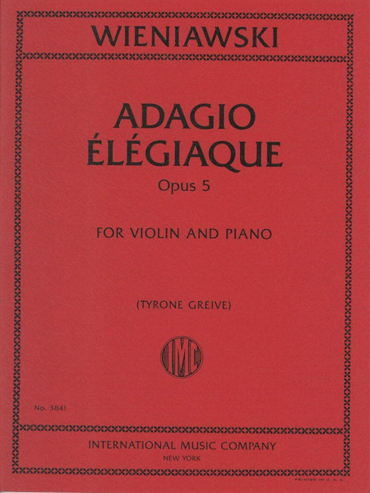 Wieniawski - Adagio Elegiaque Op. 5 for Violin/Piano Sheet Music