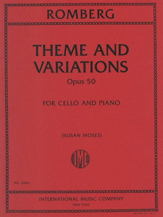 Romberg Theme and Variations Op. 50 for Cello and Piano, International Music Company