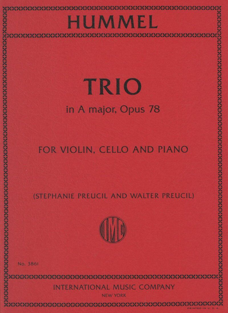 Hummel - Trio in A Major Op. 78 for Piano Trio SC/PTS