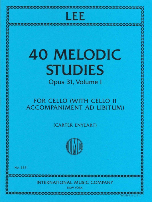 Lee 40 Melodic Studies Op. 31 Vol. 1 for Cello with Cello II Accompaniment
