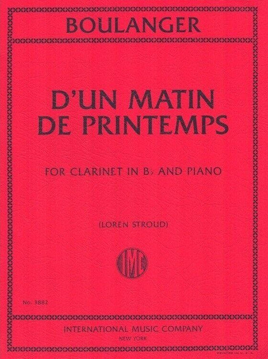 Boulanger - D'un Matin de Printemps for Clarinet and Piano