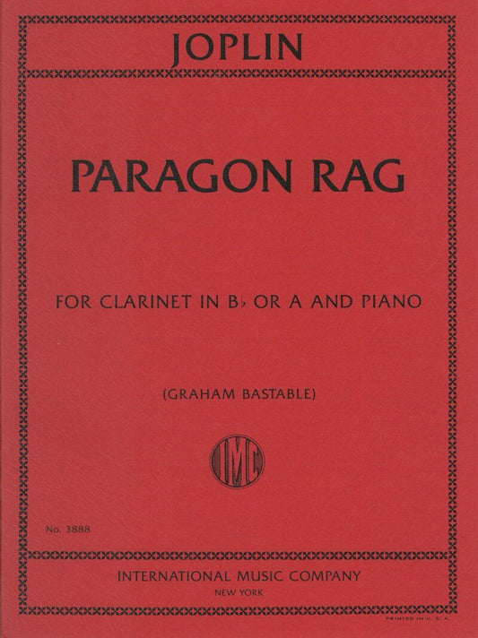 Paragon Rag for Clarinet by Scott Joplin