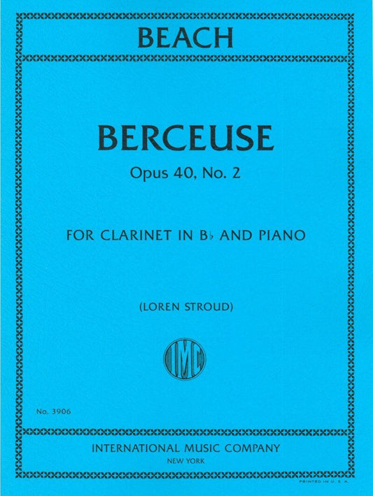 Beach - Berceuse Op. 40 No. 2 for Clarinet and Piano