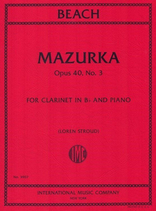Mazurka Op. 40 No. 3 for Clarinet and Piano by Amy Beach