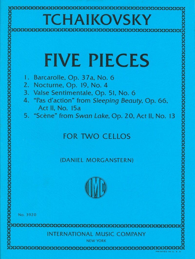 Tchaikovsky - Five Pieces for Two Cellos, arranged by Daniel Morganstern, International Music Company, Cello Duet, 1 page