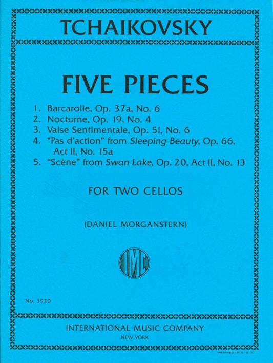 Tchaikovsky - Five Pieces for Two Cellos, arranged by Daniel Morganstern, International Music Company, Cello Duet, 1 page