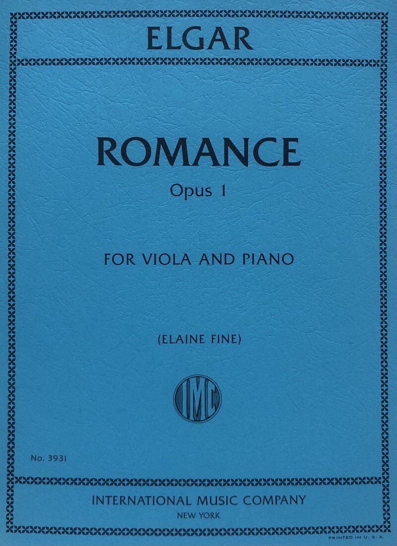 Elgar - Romance Op. 1 for Viola/Piano, Arr. Elaine Fine, 12 Pages, International Music Company