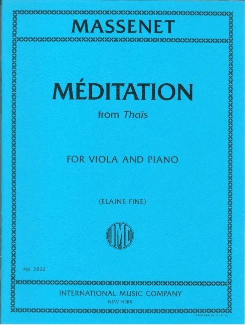 Massenet - Meditation From Thais For Viola/Piano Arr Fine (International Music Company)