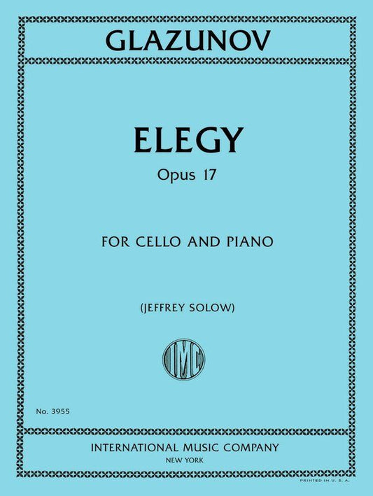 Glazunov - Elegy Op 17 for Cello and Piano, International Music Company