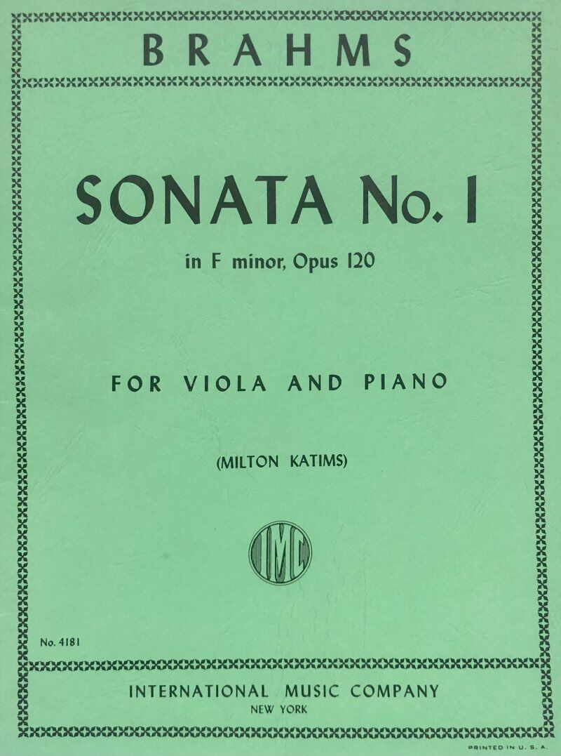 Brahms Sonata No. 1 in F Minor Op. 120 for Viola and Piano
