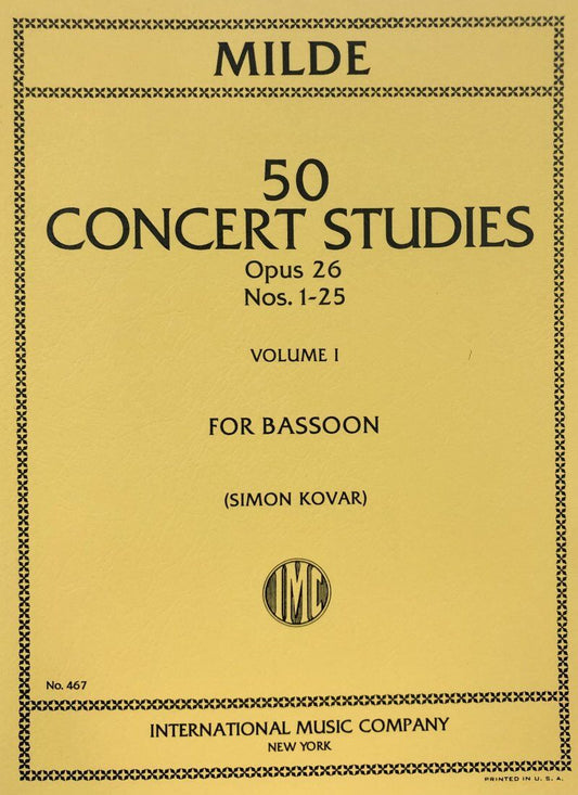 KOVAR 50 Concert Studies Op. 26 Vol. 1 Nos. 1-25 for Bassoon by Ludwig Milde
