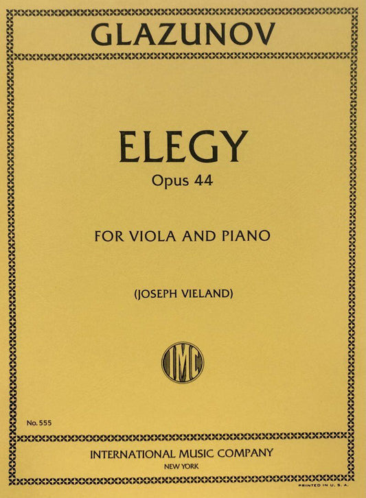 Glazunov - Elegy Op. 44 for Viola and Piano Score and Part