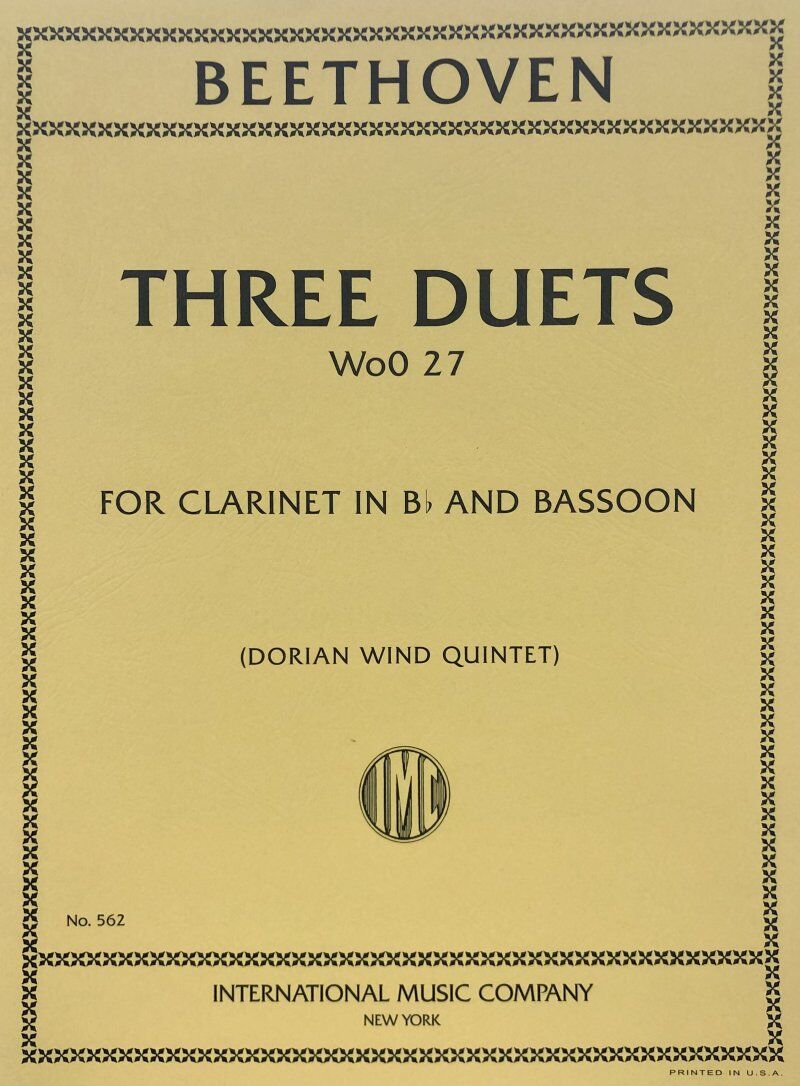 Duets 3 Arr Dorian Woo 27 for Clarinet and Bassoon by Beethoven