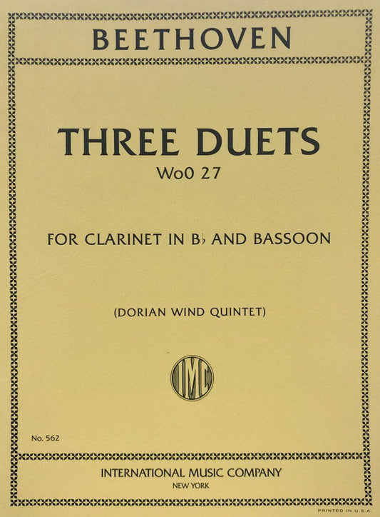 Duets 3 Arr Dorian Woo 27 for Clarinet and Bassoon by Beethoven