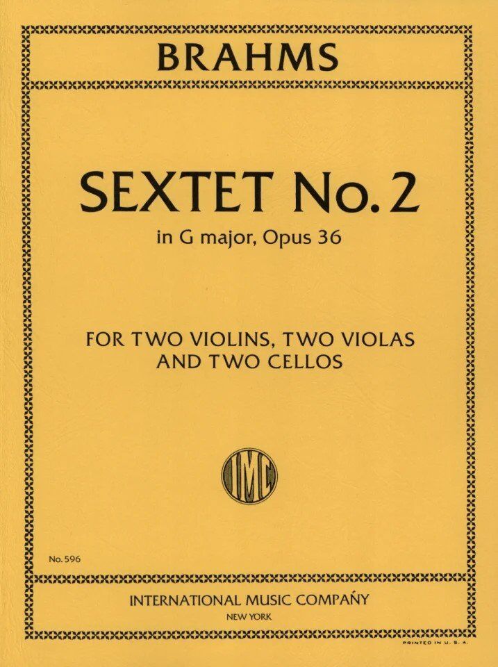Sextet No. 2 in G Major, Op. 36 for Cello, Viola, Violin by Johannes Brahms