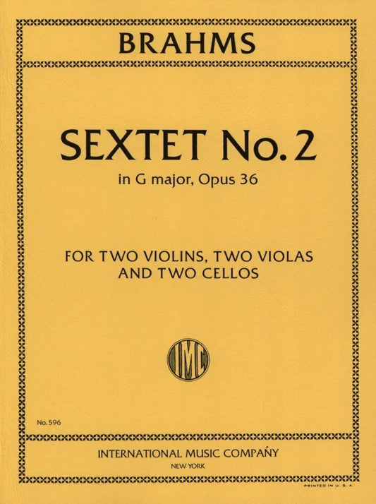 Sextet No. 2 in G Major, Op. 36 for Cello, Viola, Violin by Johannes Brahms