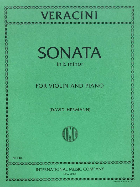 Veracini Sonata Op 2 No 8 E Minor for Violin and Piano, Edited by Ferdinand David