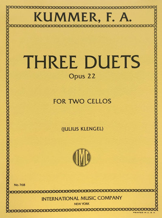 Friedrich August Kummer: 3 Duets, Op. 22 — Two Cellos (International Music Company)