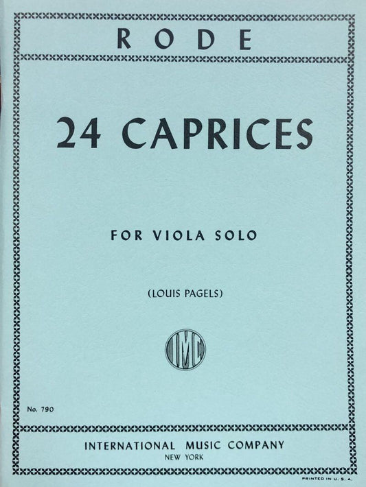 RODE 24 Caprices for Viola Solo Arranged by Pagels