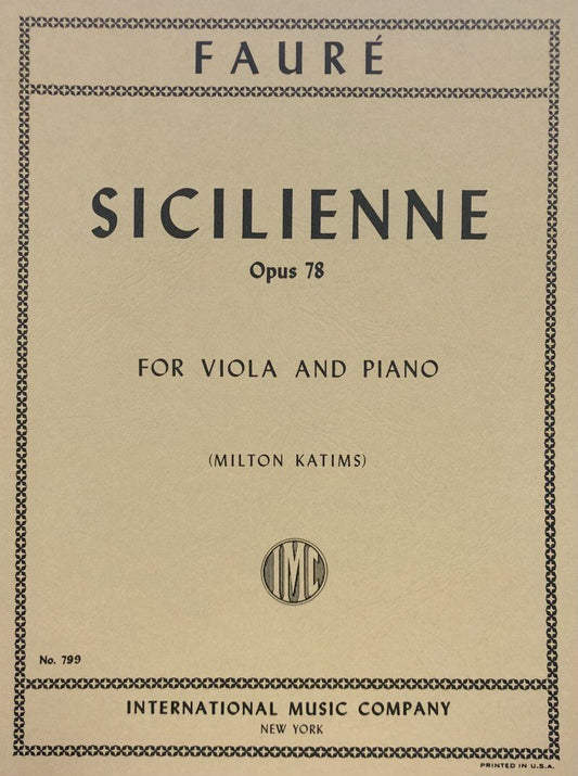 Sicilienne Op. 78 for Viola Arranged by Milton Katims