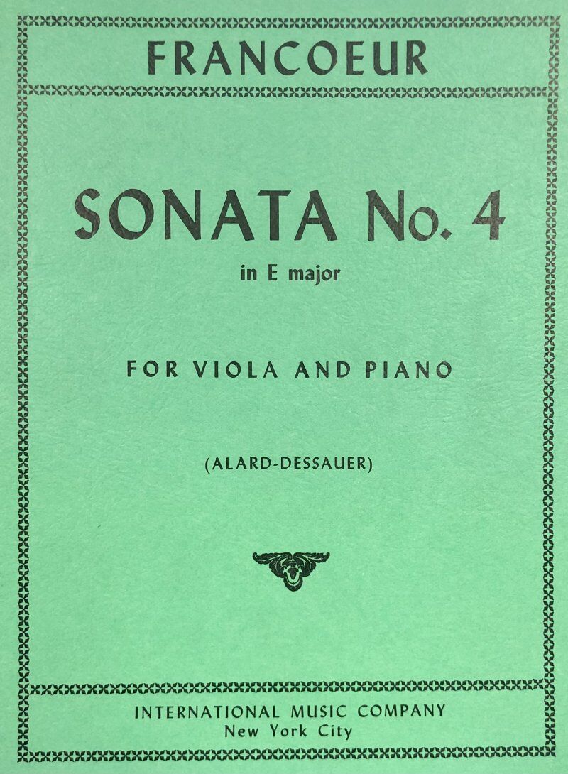 Sonata No. 4 in E Major for Viola by Francois Francoeur, Published by International Music Company, 1 Page