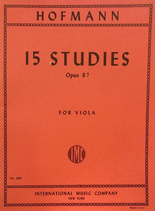 15 Studies Op. 87 for Viola Solo by Richard Hofmann, International Music Company