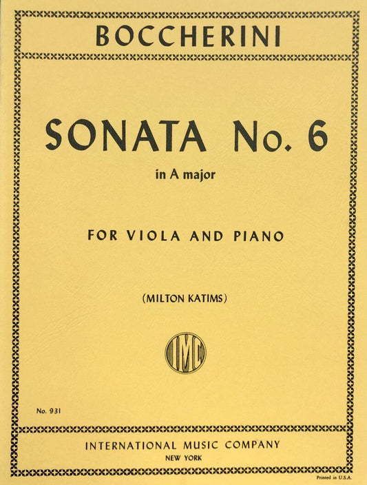 Sonata No. 6 in A Major for Viola and Piano by Luigi Boccherini