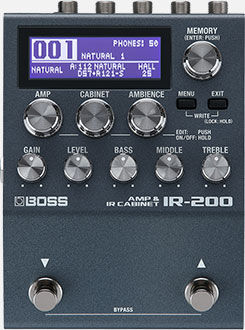 BOSS IR-200 Compact Amp & IR Processor - 128 Memories, Premium Sound Shaping for Guitar/Bass, 200 Series