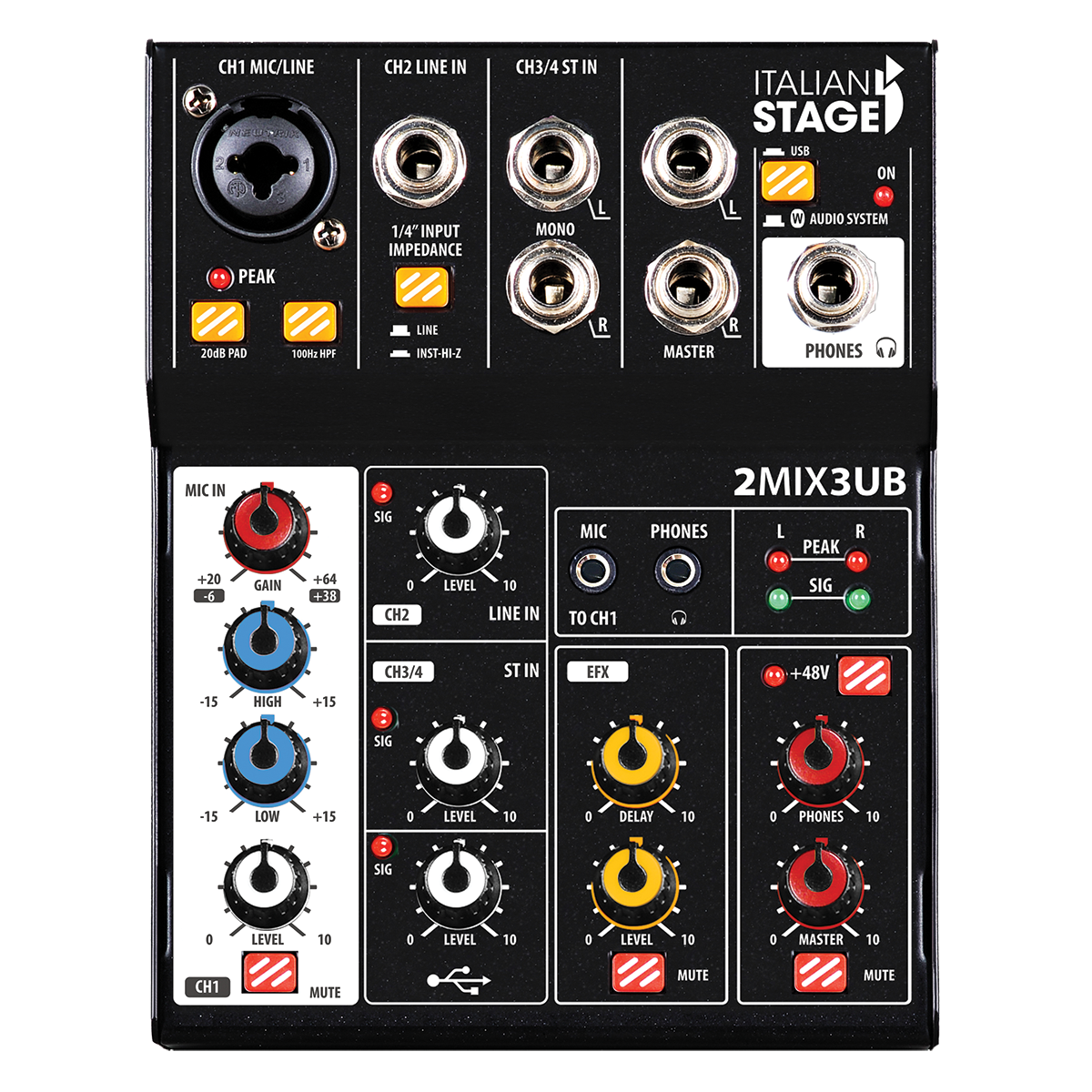 Italian Stage 2MIX3UB Stereo Mixer with USB and Bluetooth Interface