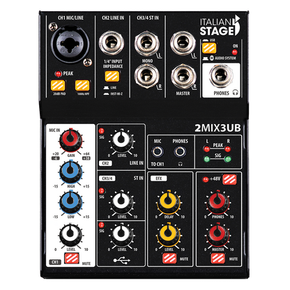 Italian Stage 2MIX3UB Stereo Mixer with USB and Bluetooth Interface