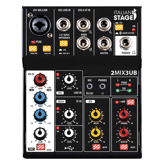 Italian Stage 2MIX3UB Stereo Mixer with USB and Bluetooth Interface