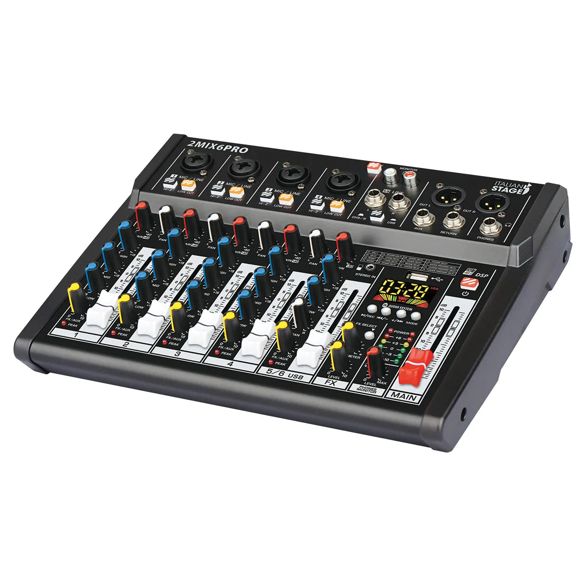 Italian Stage 6-Channel Stereo Audio Mixer with DSP MultiFX [IS2MIX6PRO] — view 2