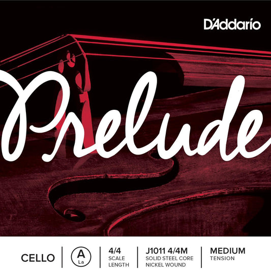 D'Addario Prelude Cello Single A String, 4/4 Scale, Medium Tension