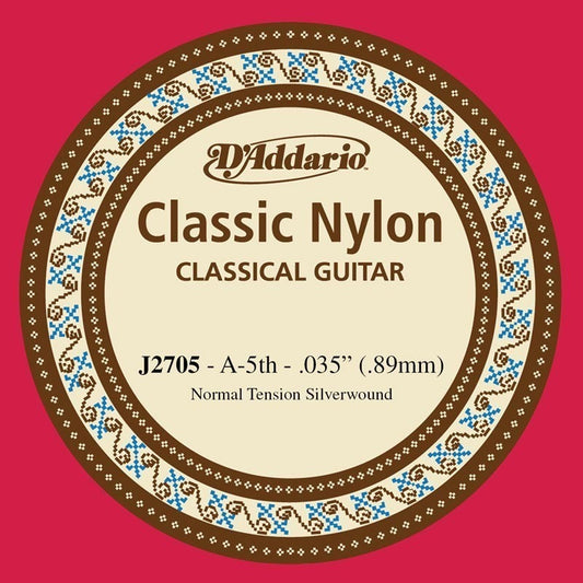 D'Addario J2705  Student Nylon Classical Guitar Single String, Normal Tension, Fifth String