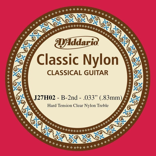 D'Addario J27H02  Student Nylon Classical Guitar Single String, Hard Tension, Second String