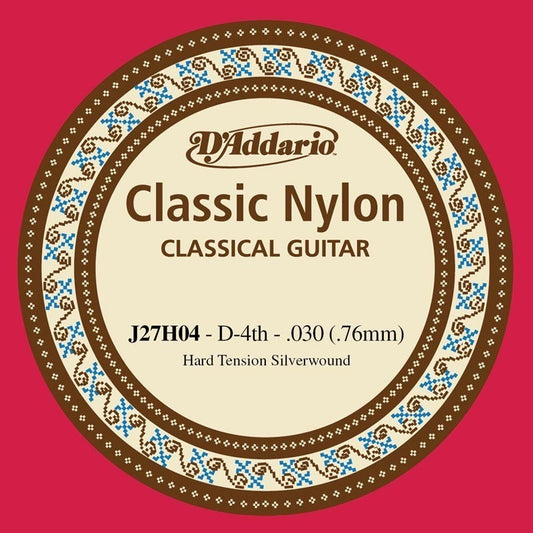 D'Addario J27H04  Student Nylon Classical Guitar Single String, Hard Tension, Fourth String