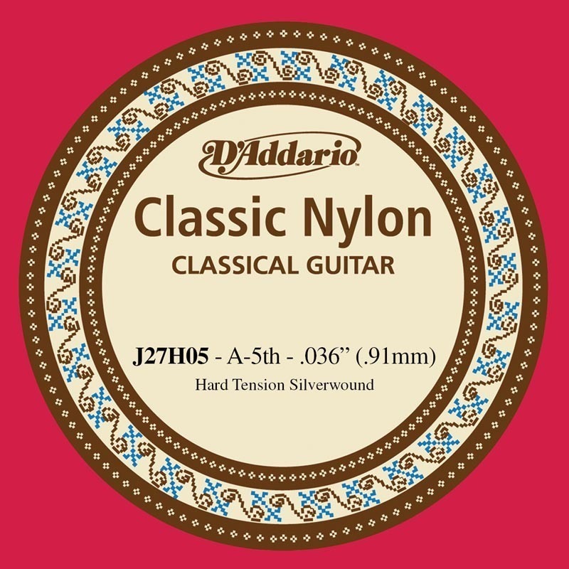 D'Addario J27H05  Student Nylon Classical Guitar Single String, Hard Tension, Fifth String