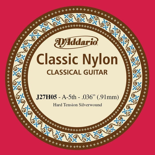 D'Addario J27H05  Student Nylon Classical Guitar Single String, Hard Tension, Fifth String