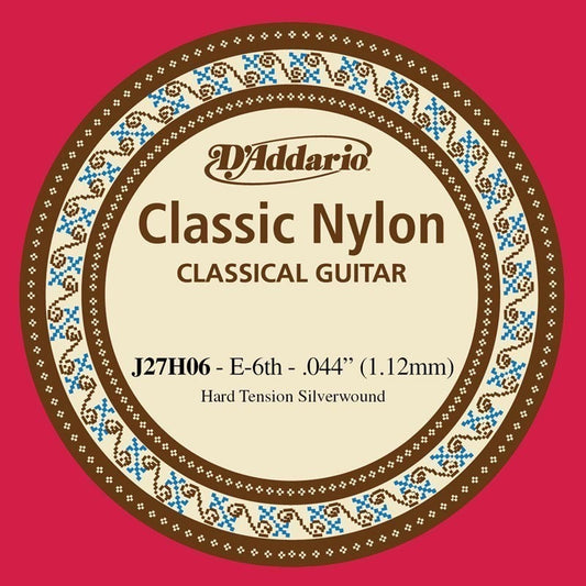 D'Addario J27H06  Student Nylon Classical Guitar Single String, Hard Tension, Sixth String