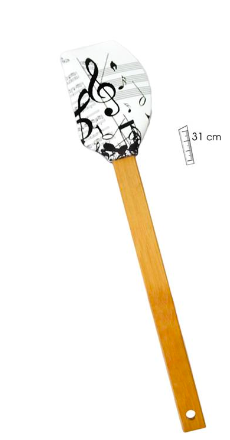 Silicone Spatula White with Black Music Notes and Clefs