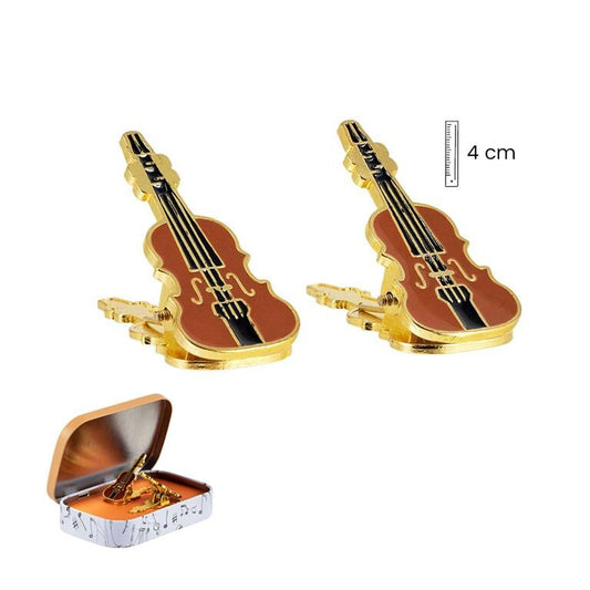Metal Violin Paper Clip Set in Musical Gift Tin - 2 Clips