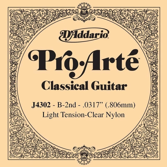 D'Addario J4302 Pro-Arte Nylon Classical Guitar Single String, Light Tension, Second String