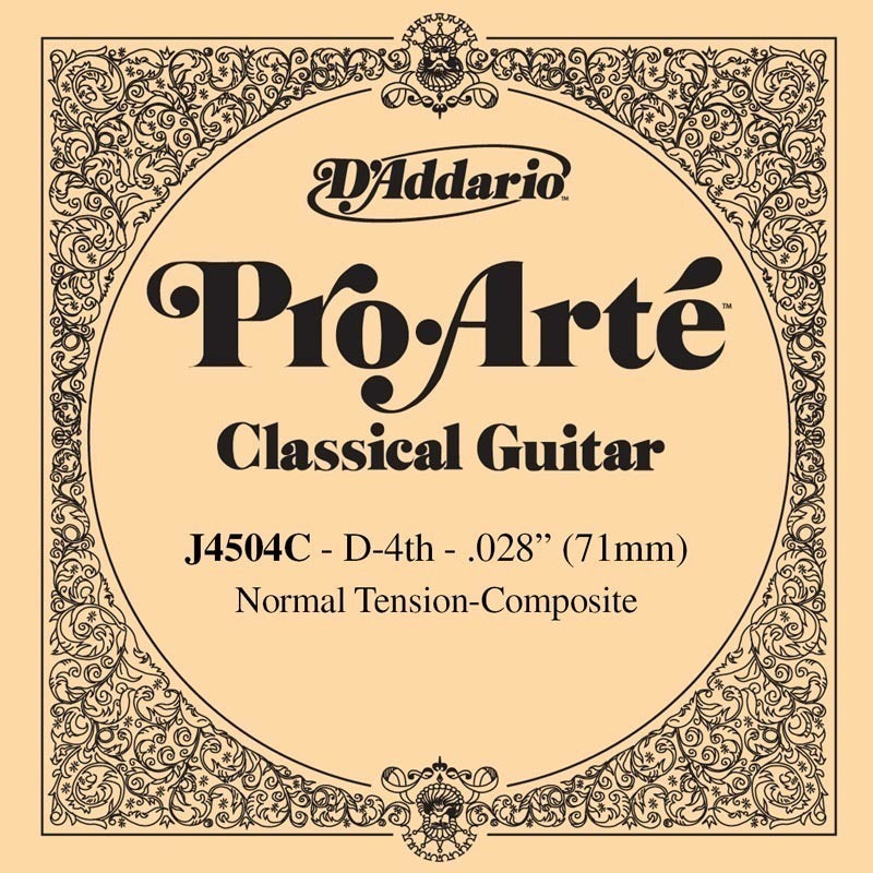 D'Addario J4504C Pro-Arte Composite Classical Guitar Single String, Normal Tension, Fourth String