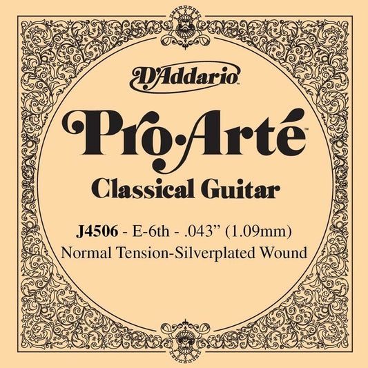 D'Addario J4506 Pro-Arte Nylon Classical Guitar Single String, Normal Tension, Sixth String