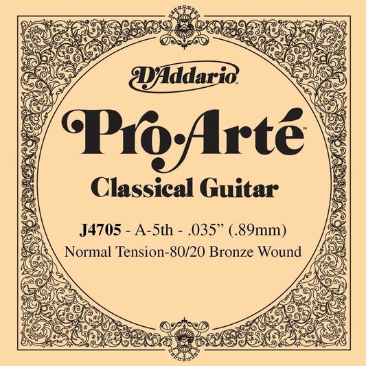 D'Addario J4705 80/20 Bronze Pro-Arte Nylon Classical Guitar Single String, Normal Tension, Fifth String