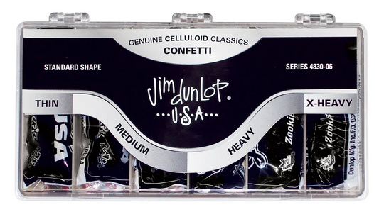 Jim Dunlop Confetti Classics Celluloid Guitar Picks Display Cabinet Q/P432