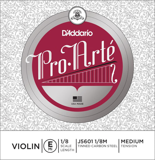 D'Addario Pro-Arte Violin Single E String, 1/8 Scale, Medium Tension